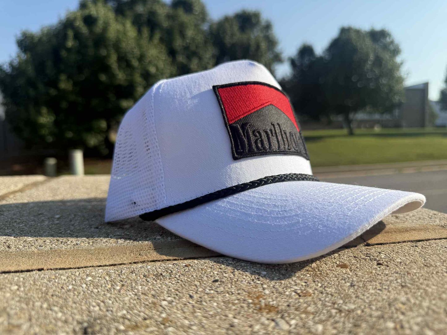 Products Vintage Marlboro cigarette patch TRUCK ROPE snap back BLACK OUT #2
