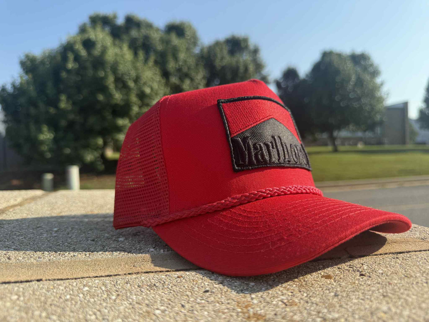 Products Vintage Marlboro cigarette patch TRUCK ROPE snap back BLACK OUT #2