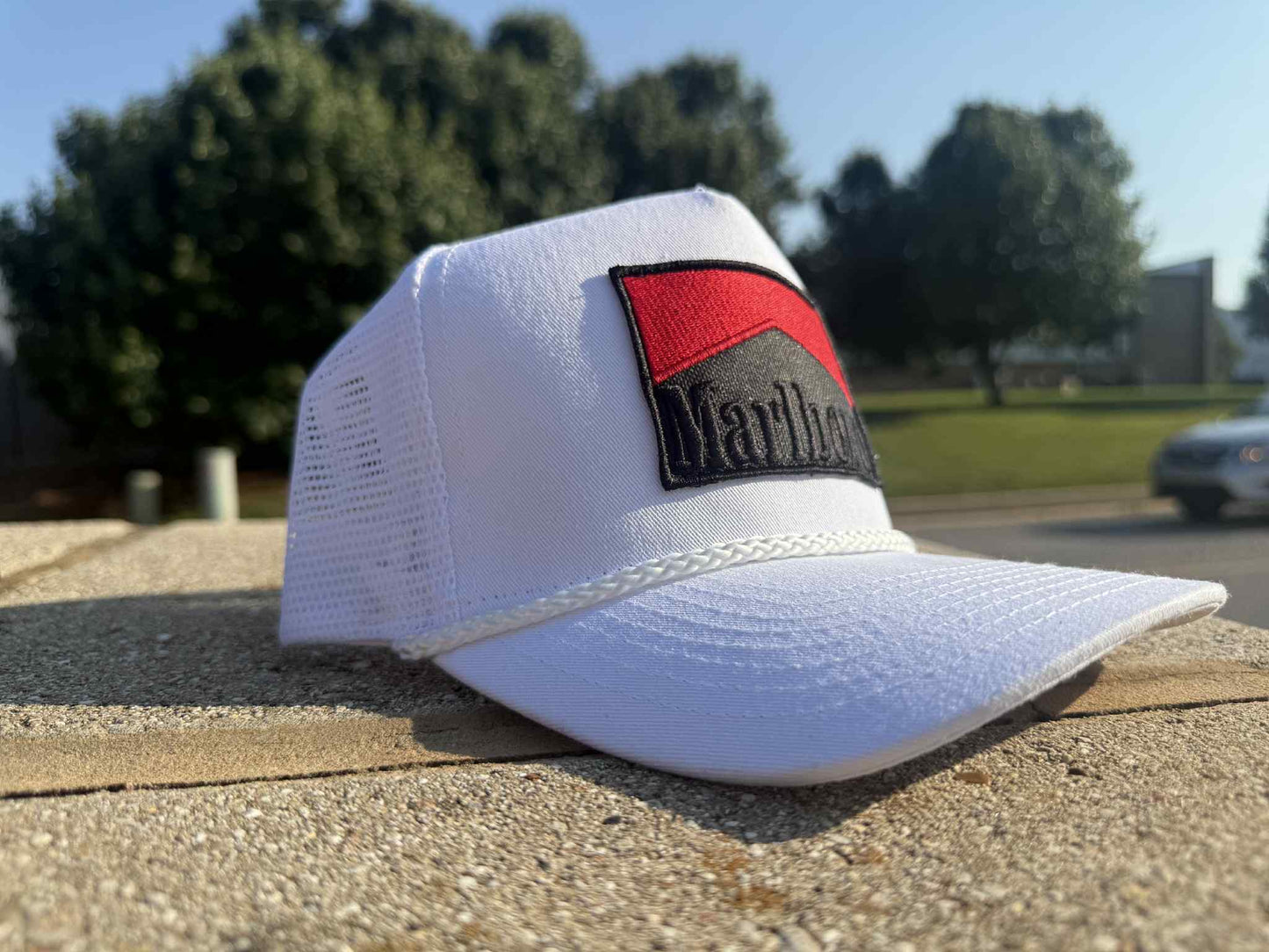 Products Vintage Marlboro cigarette patch TRUCK ROPE snap back BLACK OUT #2