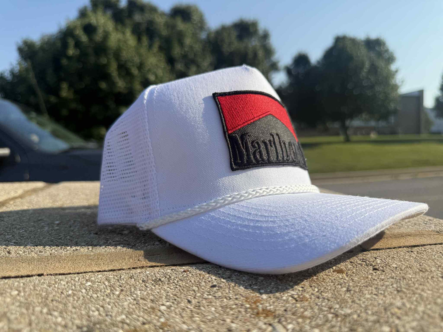 Products Vintage Marlboro cigarette patch TRUCK ROPE snap back BLACK OUT #2