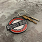 Square Body Round - Metal Keychain Chevy Chevrolet - Stamped Metal Enamel Paint Fill - 2.5 Inches - Oklahoma Customs Original Design