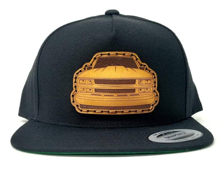 Hand-Sewn Leather Chevy OBS Snapback Flat Bill Hat Oklahoma