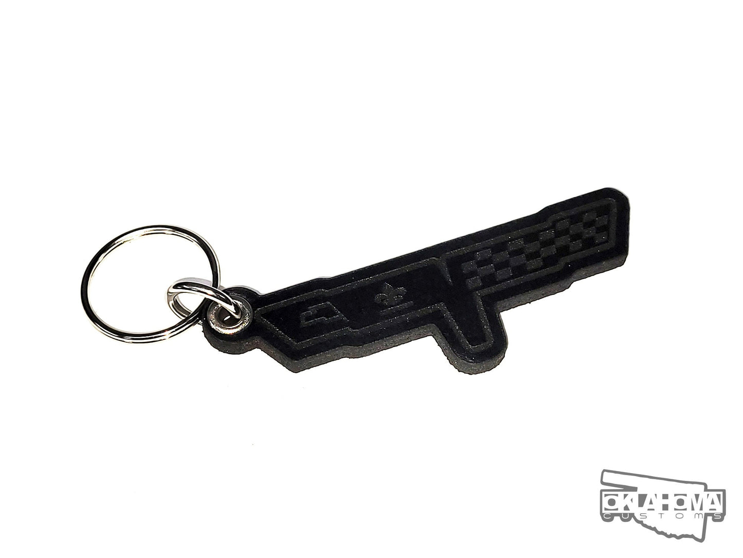 1981 Corvette Emblem Leather Keychain - Black