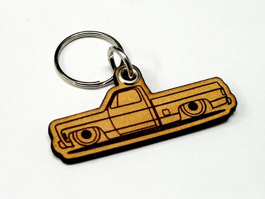 Handmade Leather C10 Squarebody Keychain - Lowered Design by Oklahoma Customs - Wheat Dyed and Made to Order - Perfect Chevy Gift