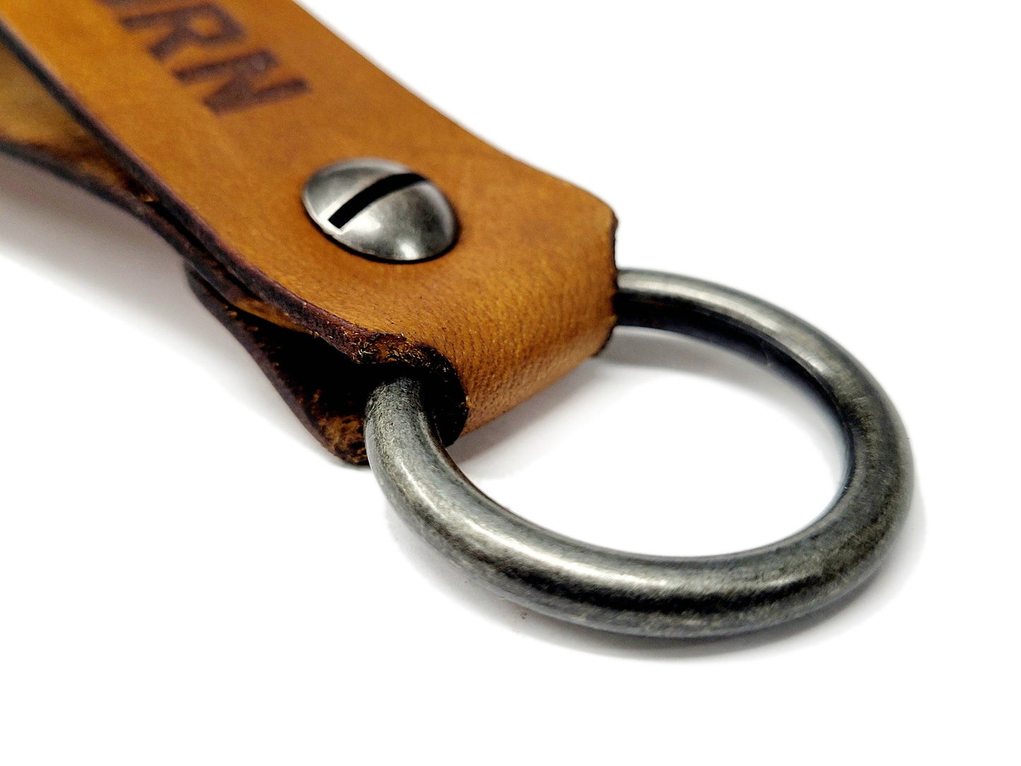 Oklahoma Sooners Leather Keychain | Sooner Born Sooner Bred | Handmade Veg Tan Leather | Antique Nickel O-Ring