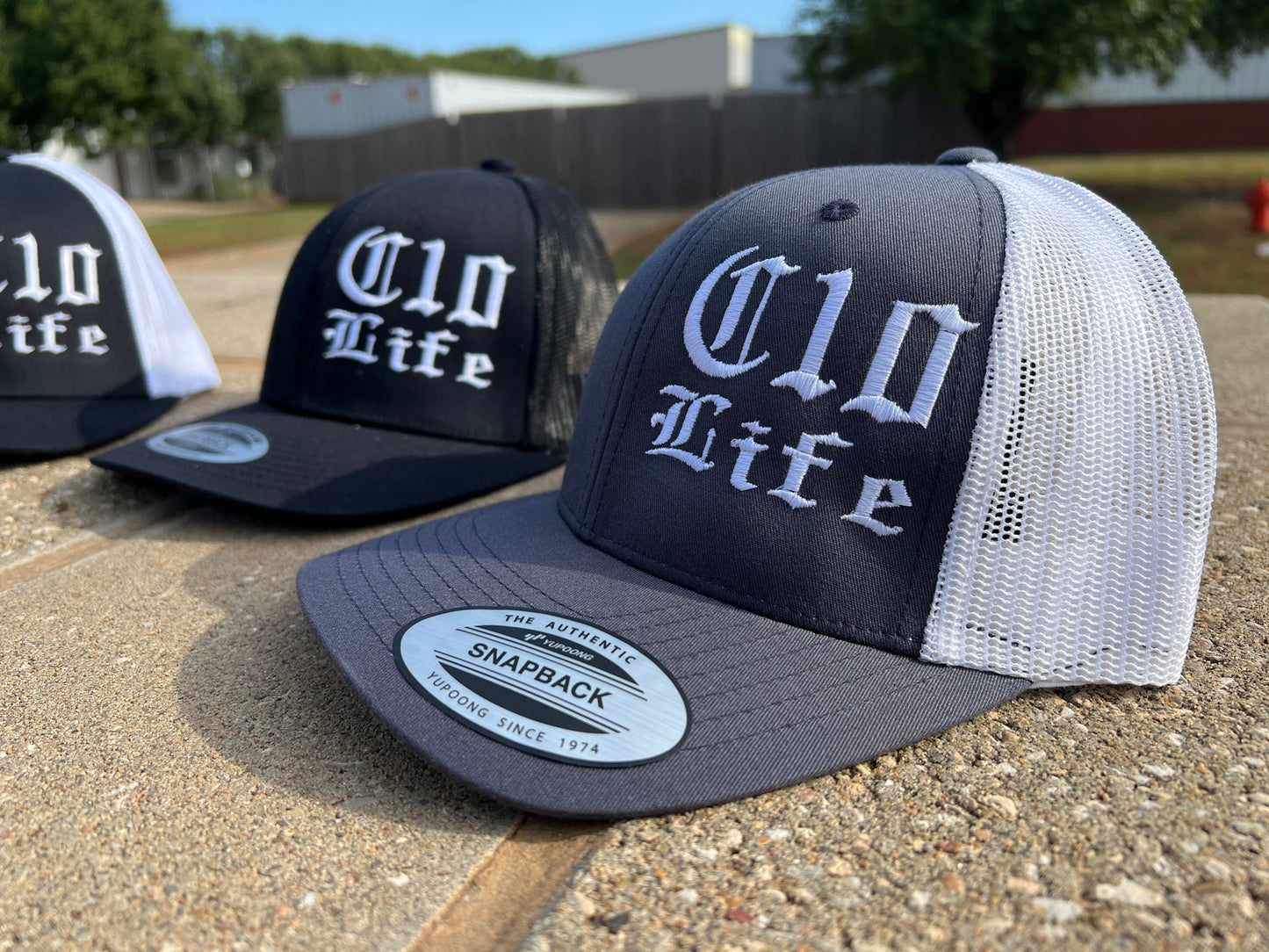 OG C10 Life Gangsta Trucker Snapback Hat - Old English Script - 3 Variations - Durable Mesh Back - Perfect for Classic Truck Enthusiasts