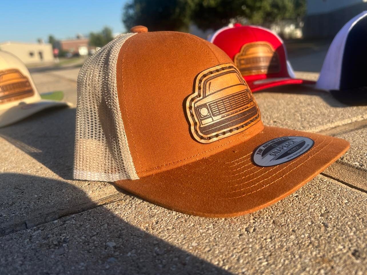 Leather Patch Chevy Round Eye Silverado Trucker Hat - Olympia Blend Vintage Style, Unique Look, Snapback Closure - Perfect for Chevy Fans!