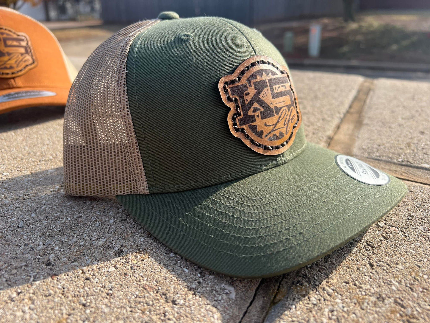 Leather Patch Chevy GMC K5 Blazer Jimmy Silverado Mesh Trucker Hat - Handmade in USA - Snapback - Oklahoma Customs Original