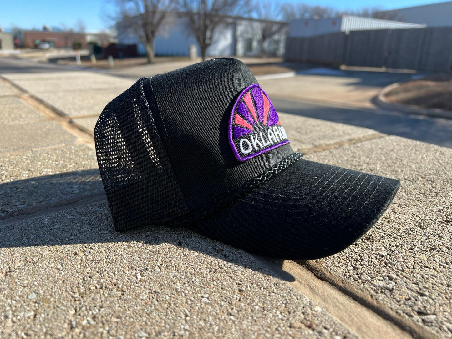 Vintage Rope Trucker Hat - Oklahoma Home of the Rising Sun Design - Multiple Colorways, Rope Combinations - Perfect Gift for Oklahoma Lovers