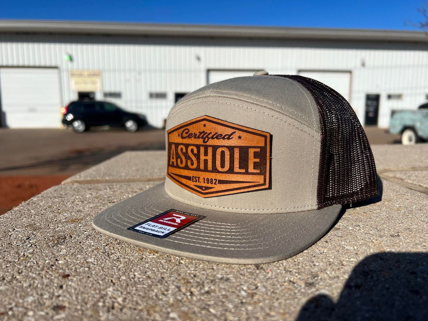 Certified ASSHOLE leather patch flat bill custom hat