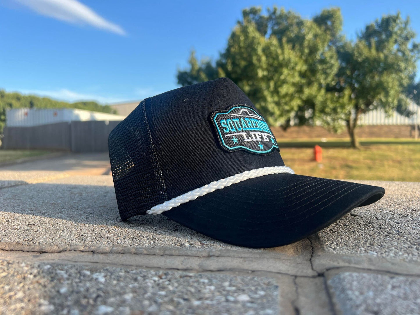 Vintage GM Squarebody Rope Snapback Trucker Mesh Hat with Patch - Classic Chevy GM GMC Truck Apparel for Men and Women