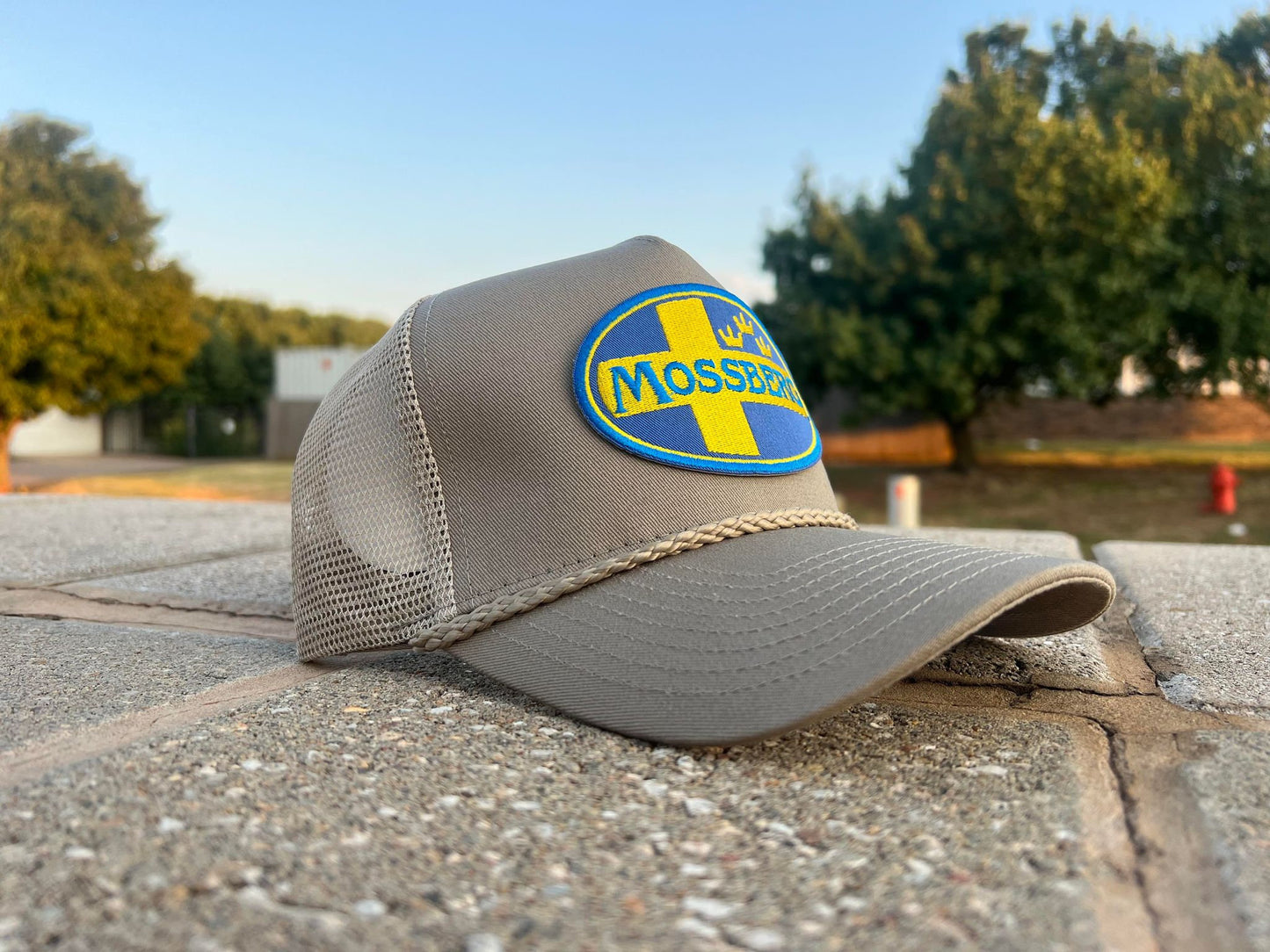 Vintage MOSSBERG guns Rope Snapback Trucker Mesh Hat with Patch - Apparel for Men and Women