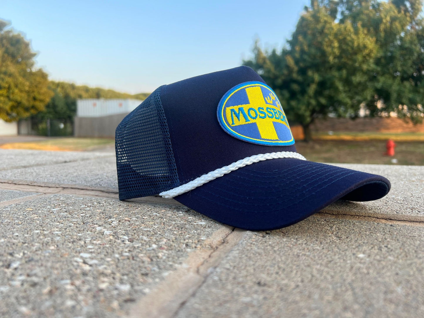Vintage MOSSBERG guns Rope Snapback Trucker Mesh Hat with Patch - Apparel for Men and Women