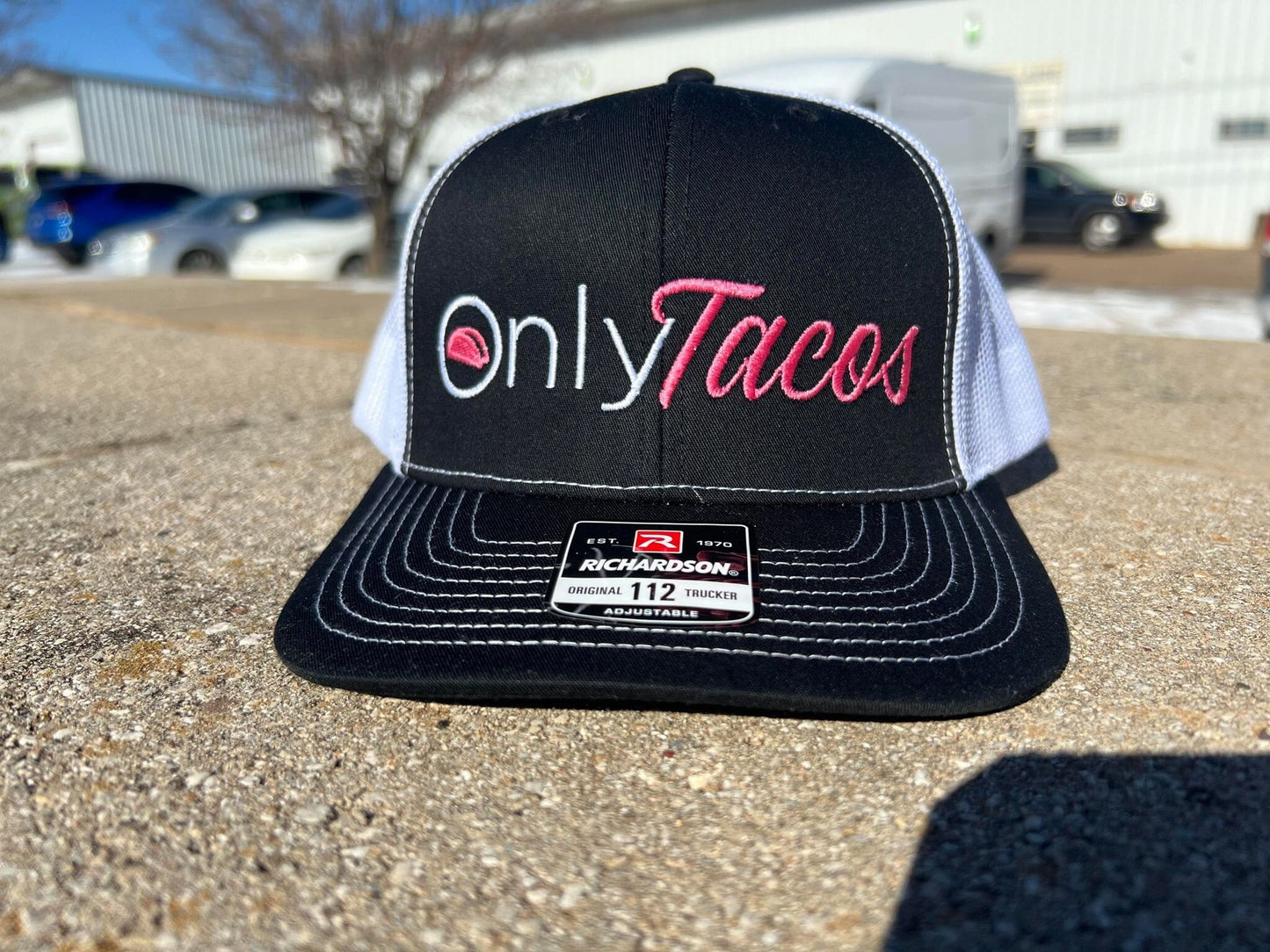 ONLY TACOS PINK snapback mesh trucker baseball hat richardson 112 Black and white Onlyfans inspired Baseball Cap