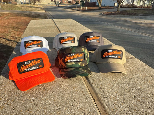 Hunter orange Heartbeat of america chevy truck trucket hat