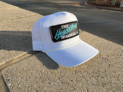 Vintage Chevrolet Heartbeat of America TEAL Rope Snapback Trucker Mesh Hat with Chevy Patch - Classic Chevy Truck Apparel for Men and Women