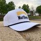 a marlboro hat sitting on top of a roof