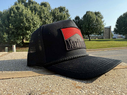 Products Vintage Marlboro cigarette patch TRUCK ROPE snap back BLACK OUT #2