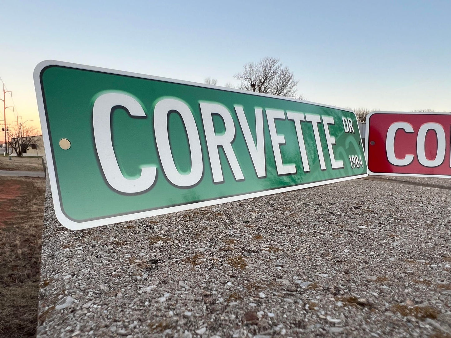 Custom CORVETTE CHEVY VETTE Street Sign - Choose Your Year & Postal Abbreviation - 18x4 Inches - Perfect for Chevy Man Cave Garage