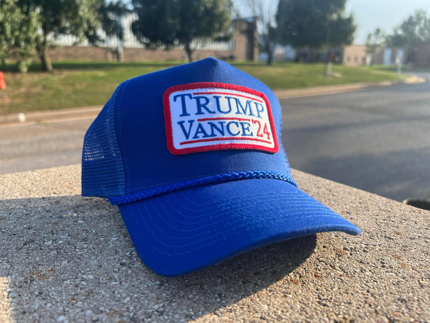 Trump Vance for President 2024 vintage rope style trucker hat with embroidery patch