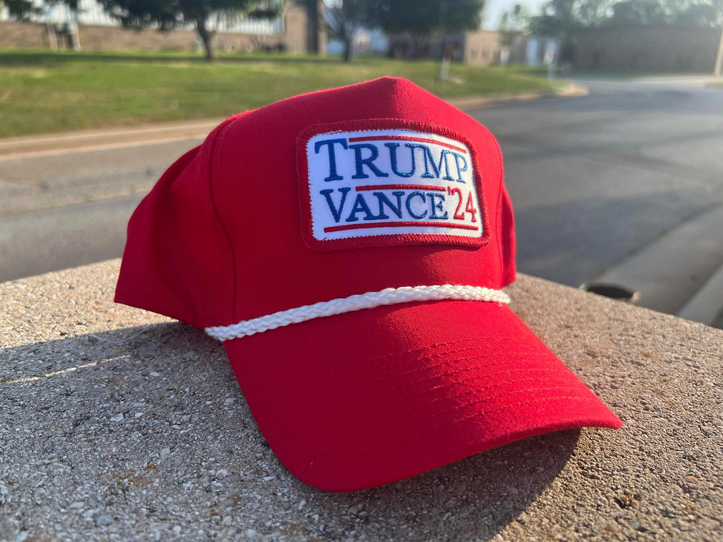 Trump Vance for President 2024 vintage rope style trucker hat with embroidery patch