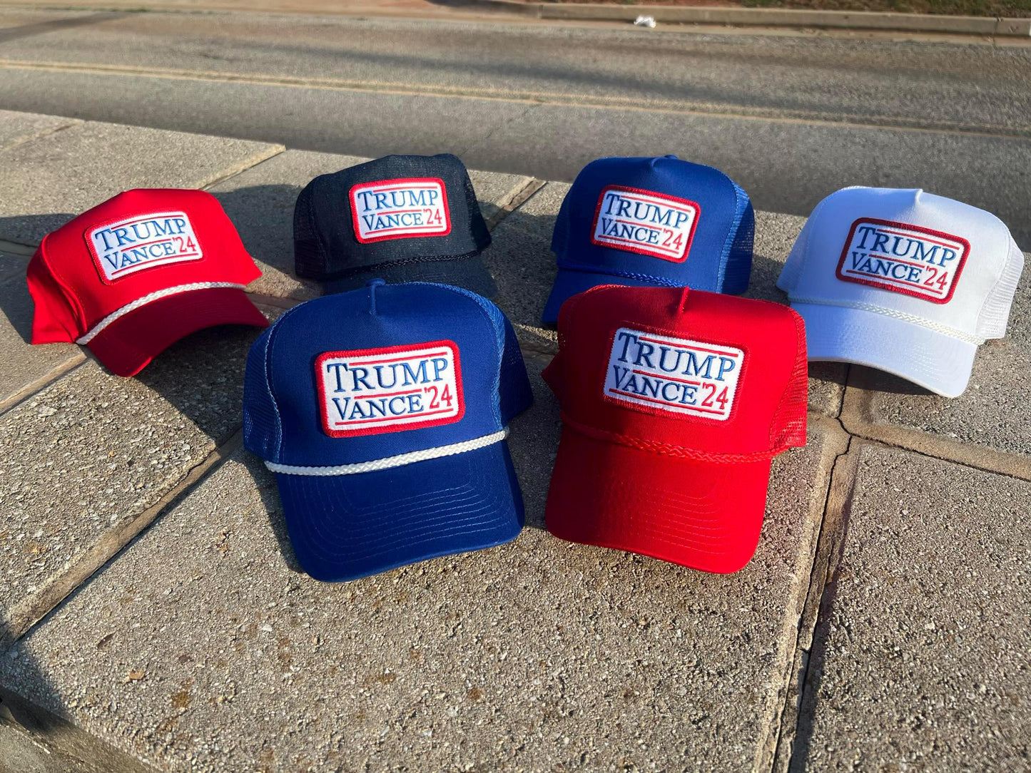 Trump Vance for President 2024 vintage rope style trucker hat with embroidery patch