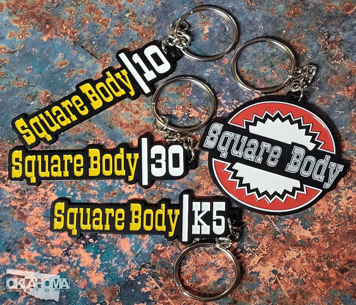 Chevy GMC Square Body K5 Metal Keychain - Handcrafted Stamped Enamel Painted Keyring for Car Lovers