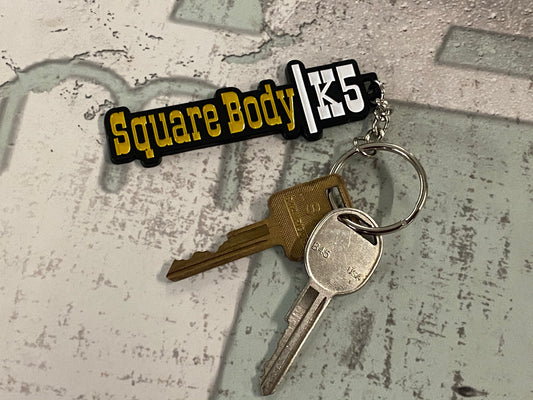 Chevy GMC Square Body K5 Metal Keychain - Handcrafted Stamped Enamel Painted Keyring for Car Lovers