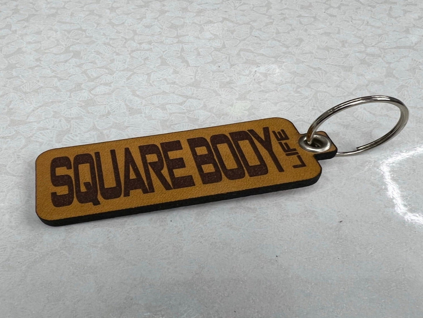 Leather C10 Squarebody LIFE Round Eye Keychain - Handmade GMC Chevy K5 Accessory by Oklahoma Customs