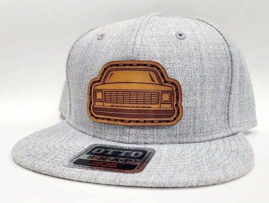 Chevy Silverado Round Eye Mesh Trucker Hat with Genuine Leather Patch Handmade by Oklahoma Customs