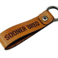 Oklahoma Sooners Leather Keychain | Sooner Born Sooner Bred | Handmade Veg Tan Leather | Antique Nickel O-Ring