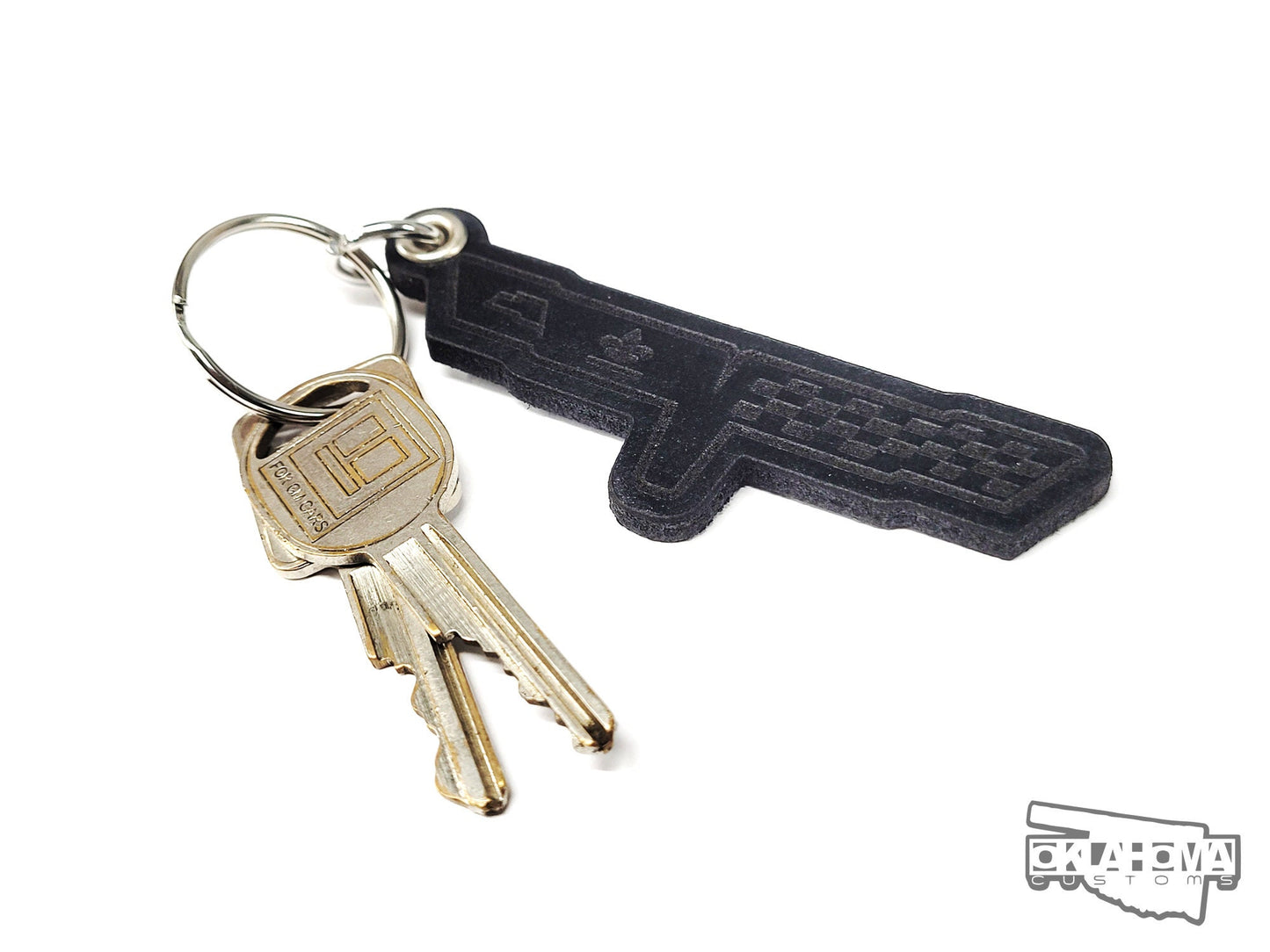 1981 Corvette Emblem Leather Keychain - Black