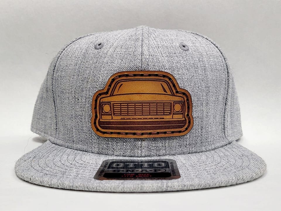 Chevy Silverado Round Eye Mesh Trucker Hat with Genuine Leather Patch Handmade by Oklahoma Customs