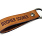 Oklahoma Sooners Boomer Sooner Leather Keychain | Handmade | Veg Tan Leather | Antique Nickel O Ring