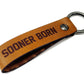 Oklahoma Sooners Leather Keychain | Sooner Born Sooner Bred | Handmade Veg Tan Leather | Antique Nickel O-Ring