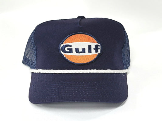 Vintage Gulf patch ROPE snap back hat blue white