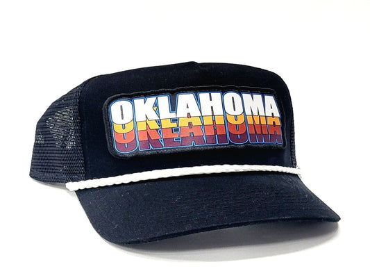 Retro Vintage Oklahoma Patch Rope Snapback Hat - One Size Fits All Trucker Cap - Great Okie Gift for Men and Women