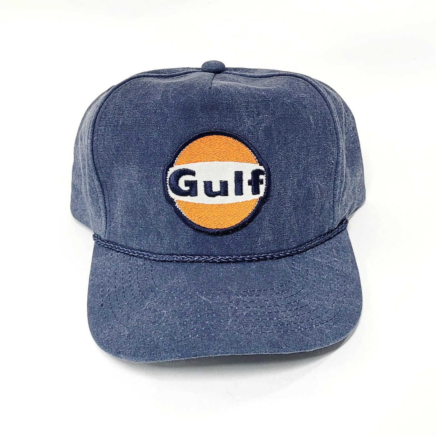 Vintage Gulf patch ROPE snap back hat blue white