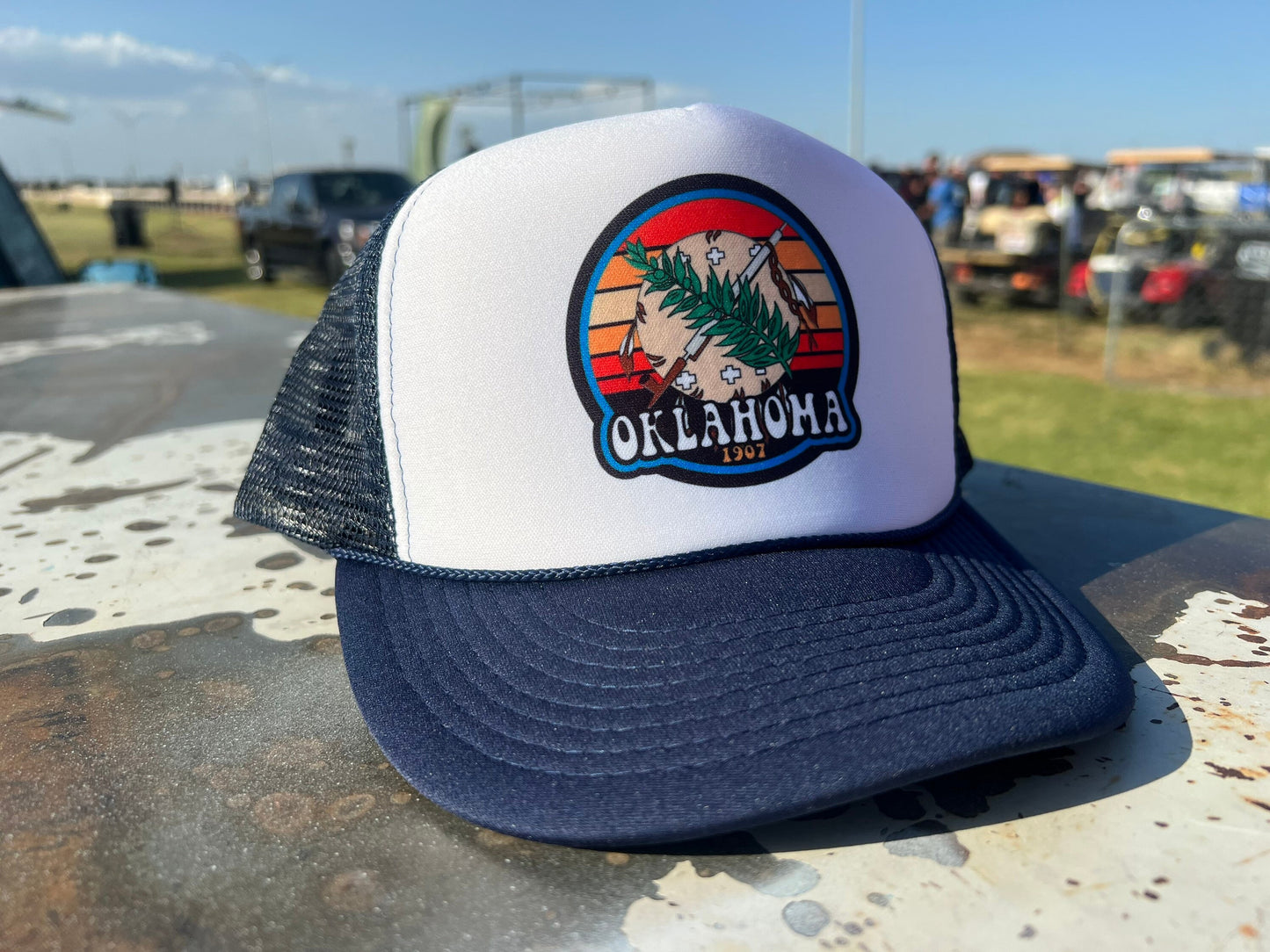 Okie Life Oklahoma Osage Shield Foam Mesh Trucker Snap Back Cap - Sublimation Print - Perfect Accessory for Casual and Outdoor Fashion