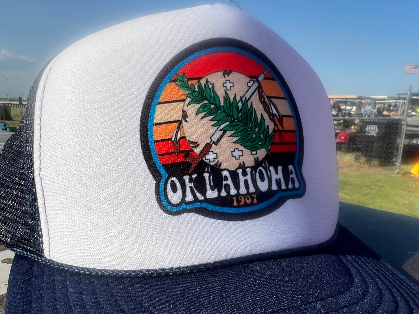 Okie Life Oklahoma Osage Shield Foam Mesh Trucker Snap Back Cap - Sublimation Print - Perfect Accessory for Casual and Outdoor Fashion