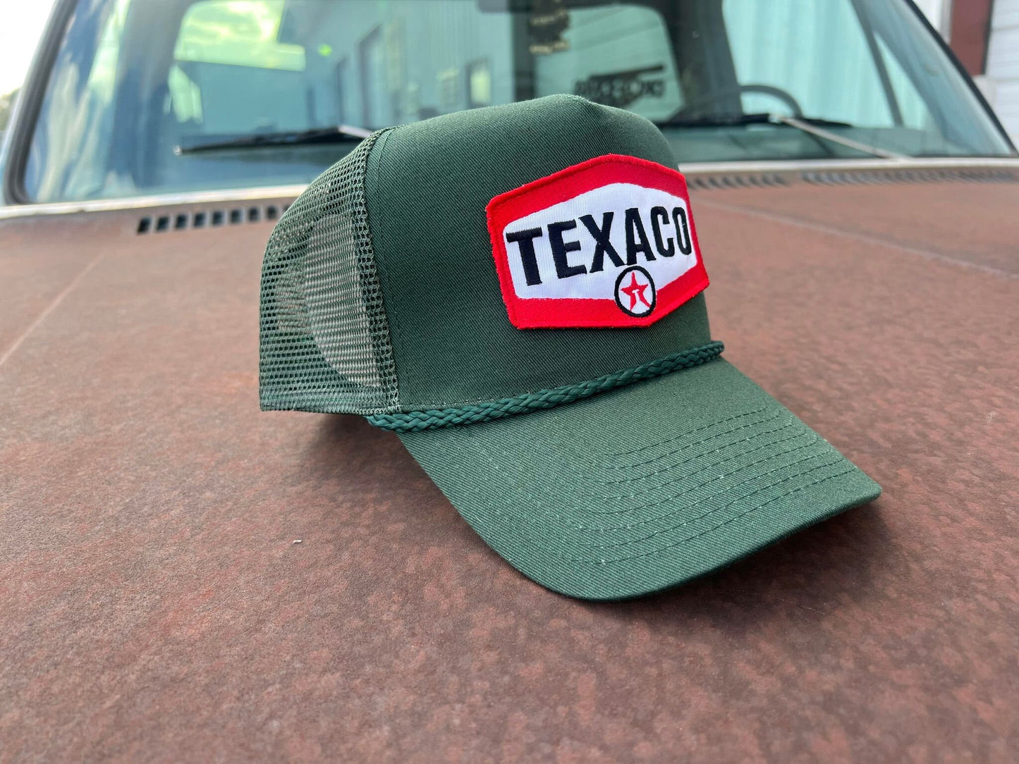 Vintage TEXACO Patch Rope Style Snap Back Trucker Hat - Retro Americana Advertising Cap - Mesh Material - One Size Fits All - 3 Colors
