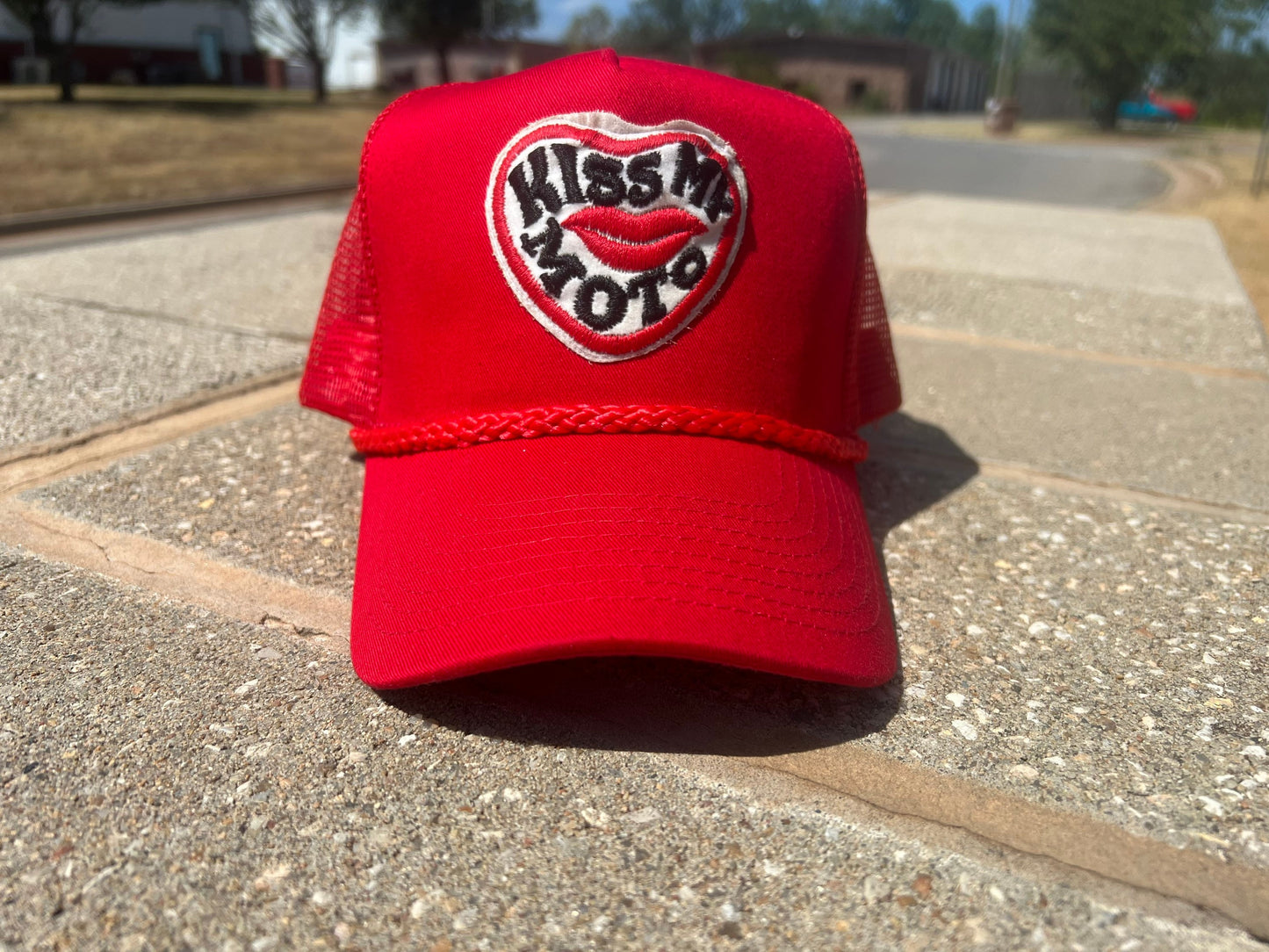 Vintage KISS my MOTO PATCH Snap Back Hat by Cobra - Perfect for Motorcycle Enthusiasts