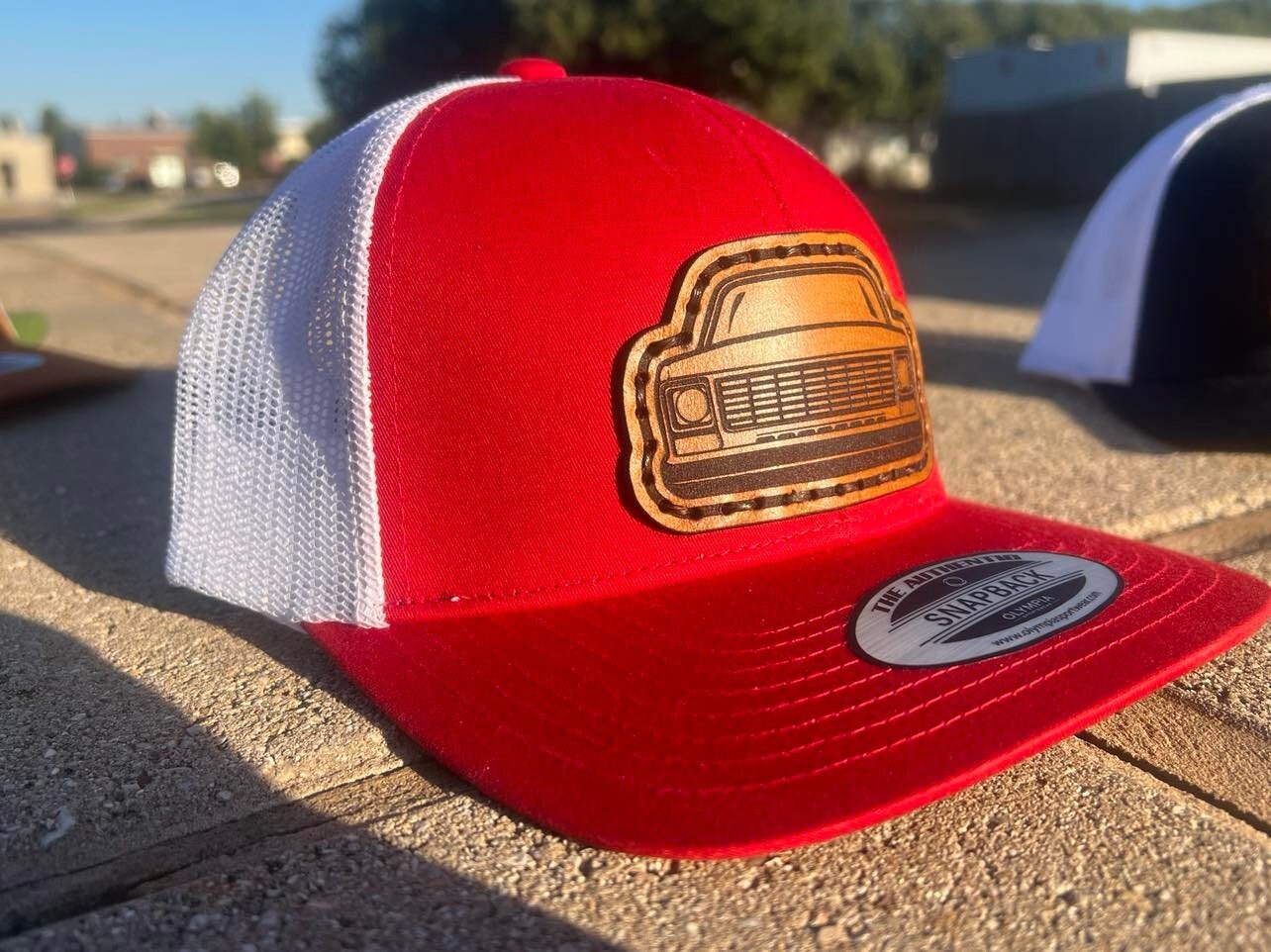 Leather Patch Chevy Round Eye Silverado Trucker Hat - Olympia Blend Vintage Style, Unique Look, Snapback Closure - Perfect for Chevy Fans!