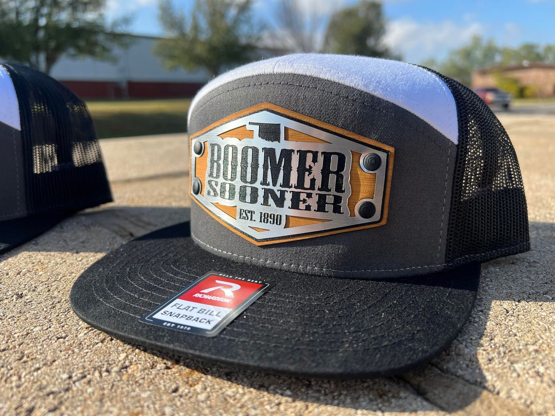 BOOMER SOONER Oklahoma Trucker Flatbill Hat - Leather Patch, Laser Eng –  OklahomaCustoms