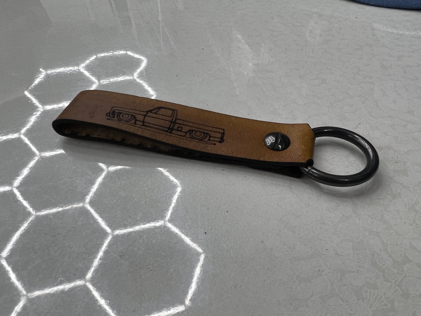 Chevy Silverado squarebody c10 Leather Strap Keychain