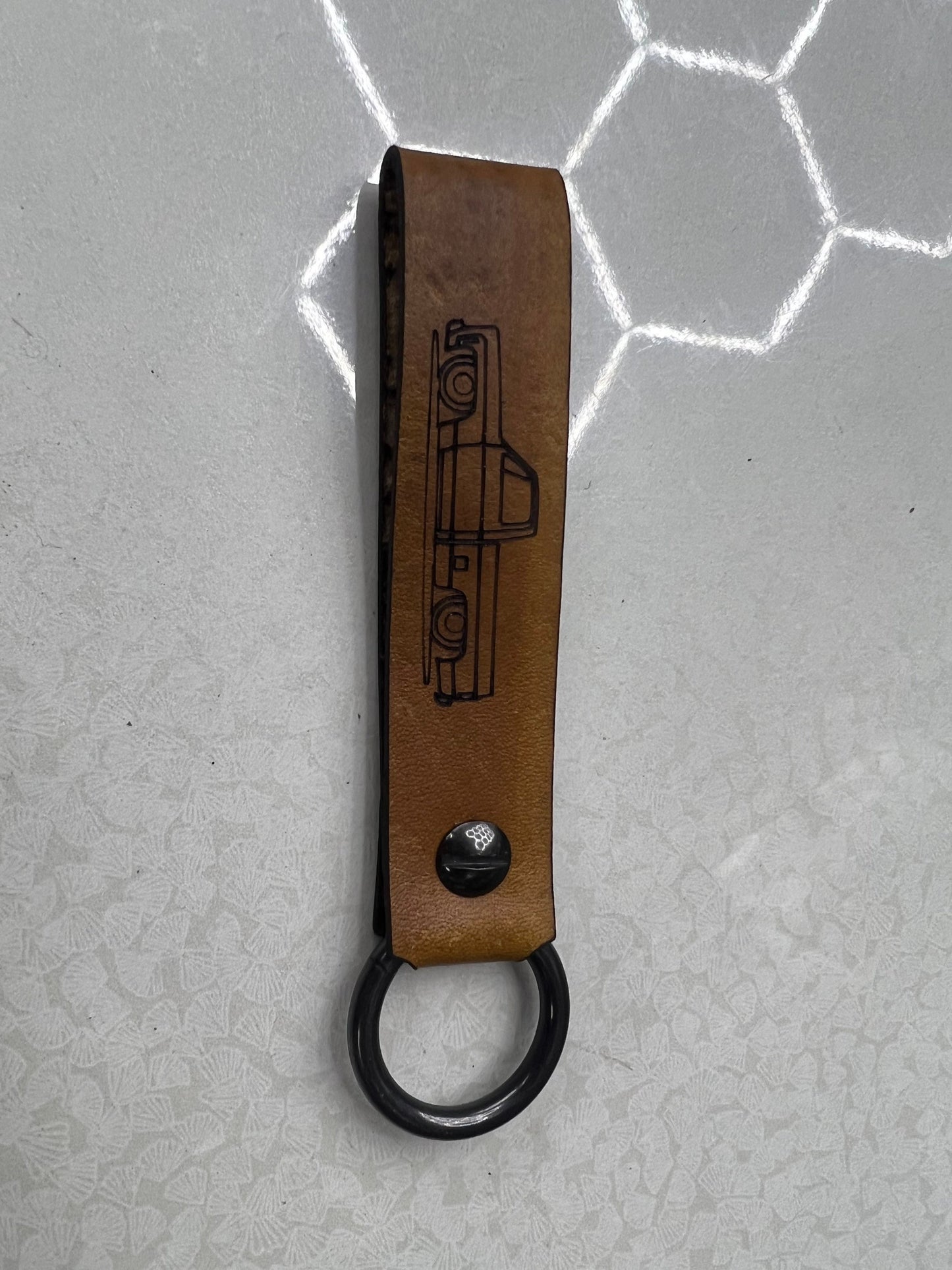 Chevy Silverado squarebody c10 Leather Strap Keychain