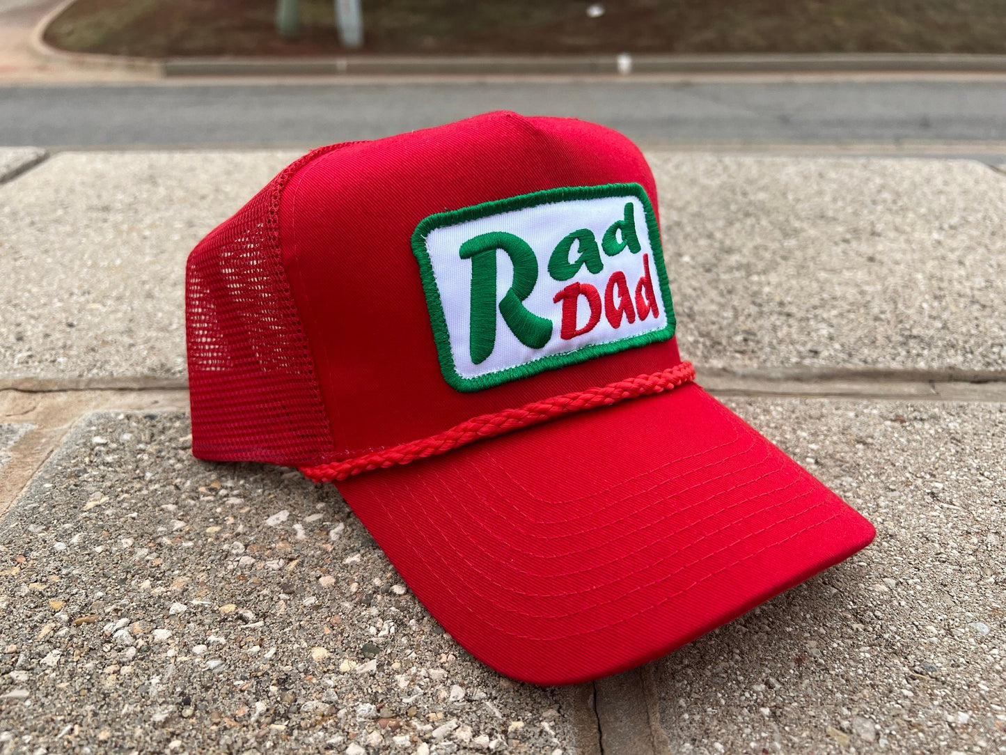 Vintage Style RAD DAD Soda Patch Rope Trucker Snapback Hat Mountain Dew Inspired Logo, Distressed Washed Look, Retro Style, Fathers Day Gift