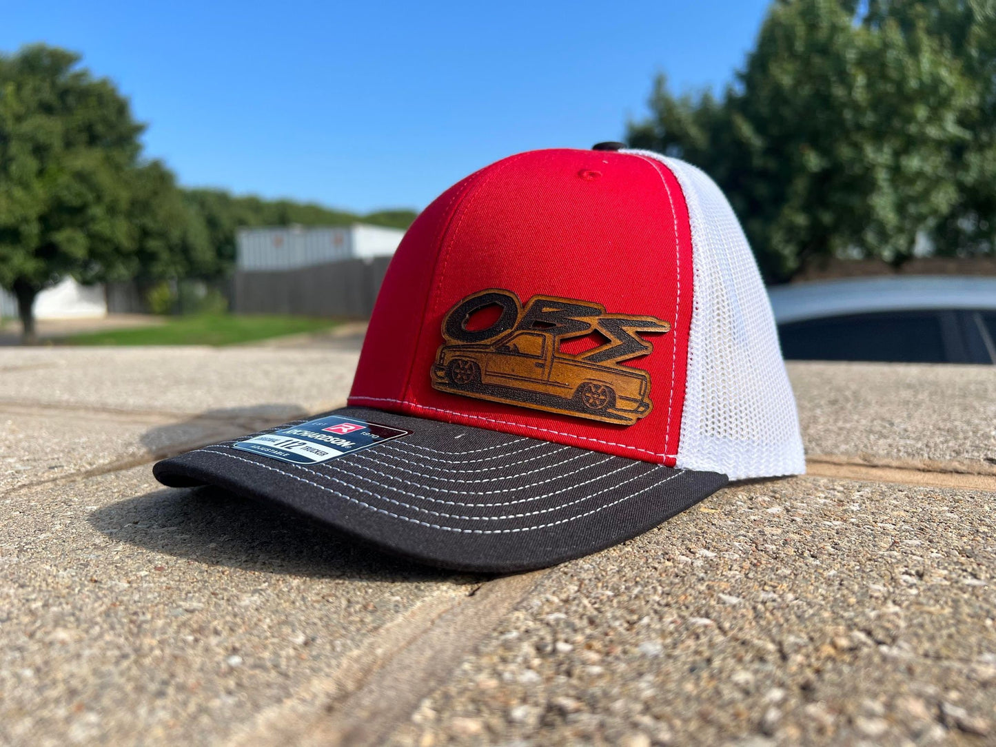 Chevy GMC Sierra Silverado OBS Nation Leather Patch Hat - Snapback Mesh Back - Customizable Style Available