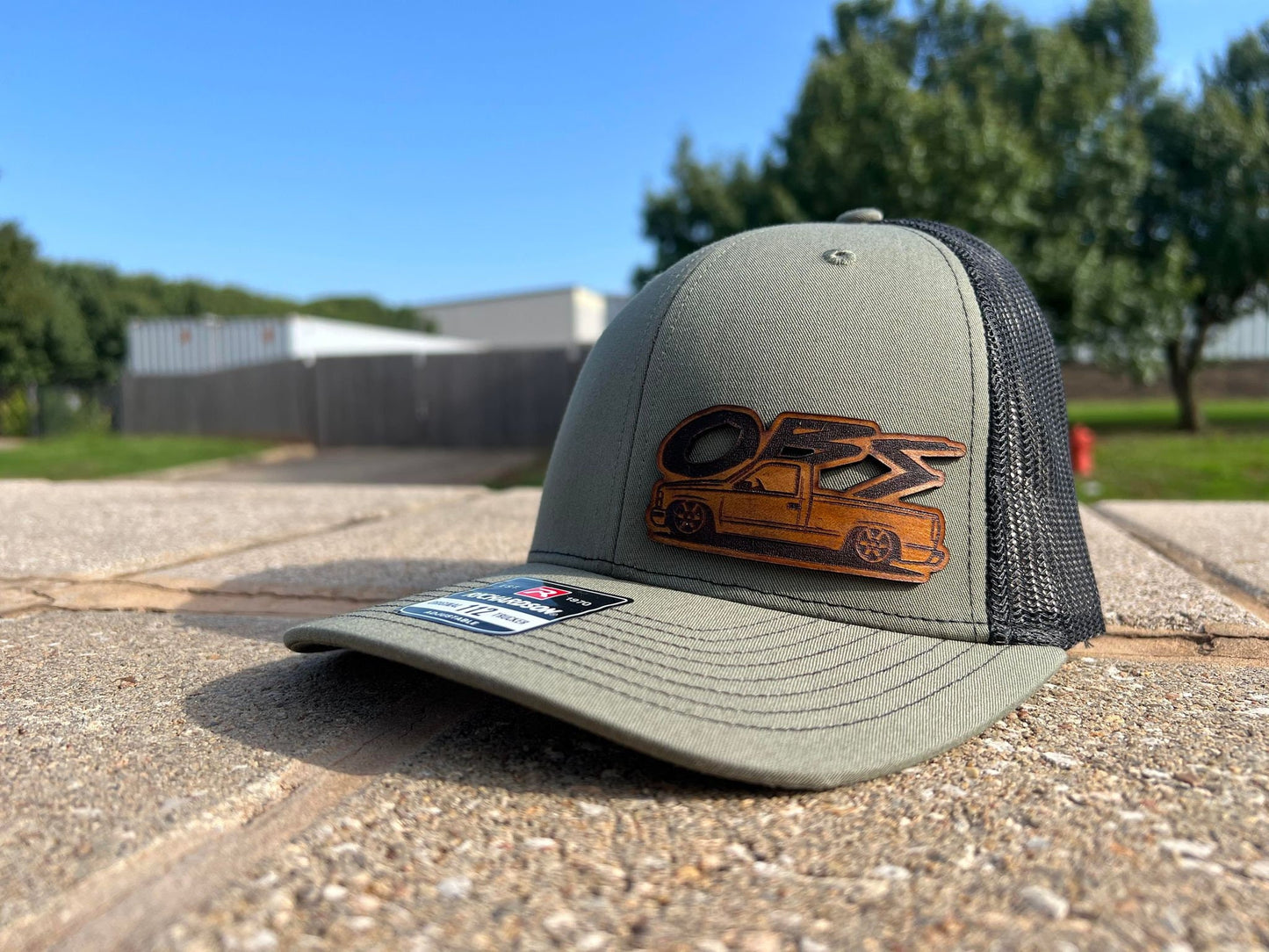 Chevy GMC Sierra Silverado OBS Nation Leather Patch Hat - Snapback Mesh Back - Customizable Style Available