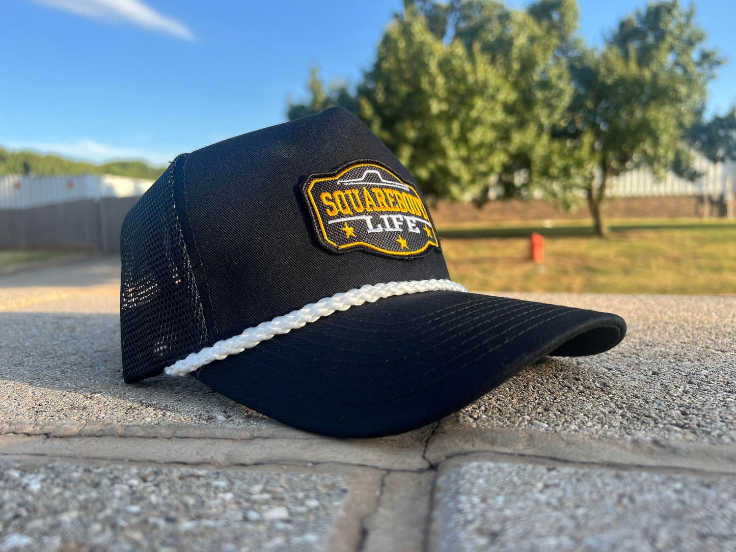 Vintage GM Squarebody Rope Snapback Trucker Mesh Hat with Patch - Classic Chevy GM GMC Truck Apparel for Men and Women